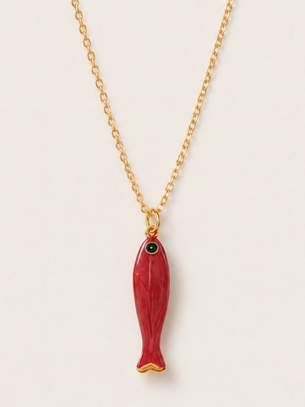 New! Coastal Colorful Red Fish Sardine Necklace NWOT 1023